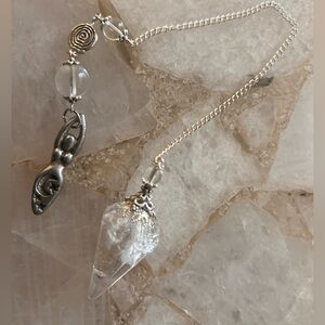 Clear Quartz Crystal Goddess Pendulum